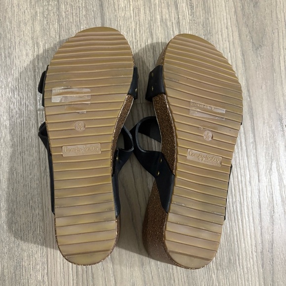Comfy Soles By Bamboo Black Platform Wedge Sandals Buckle Sz 9 NEW Coastal - Picture 6 of 7